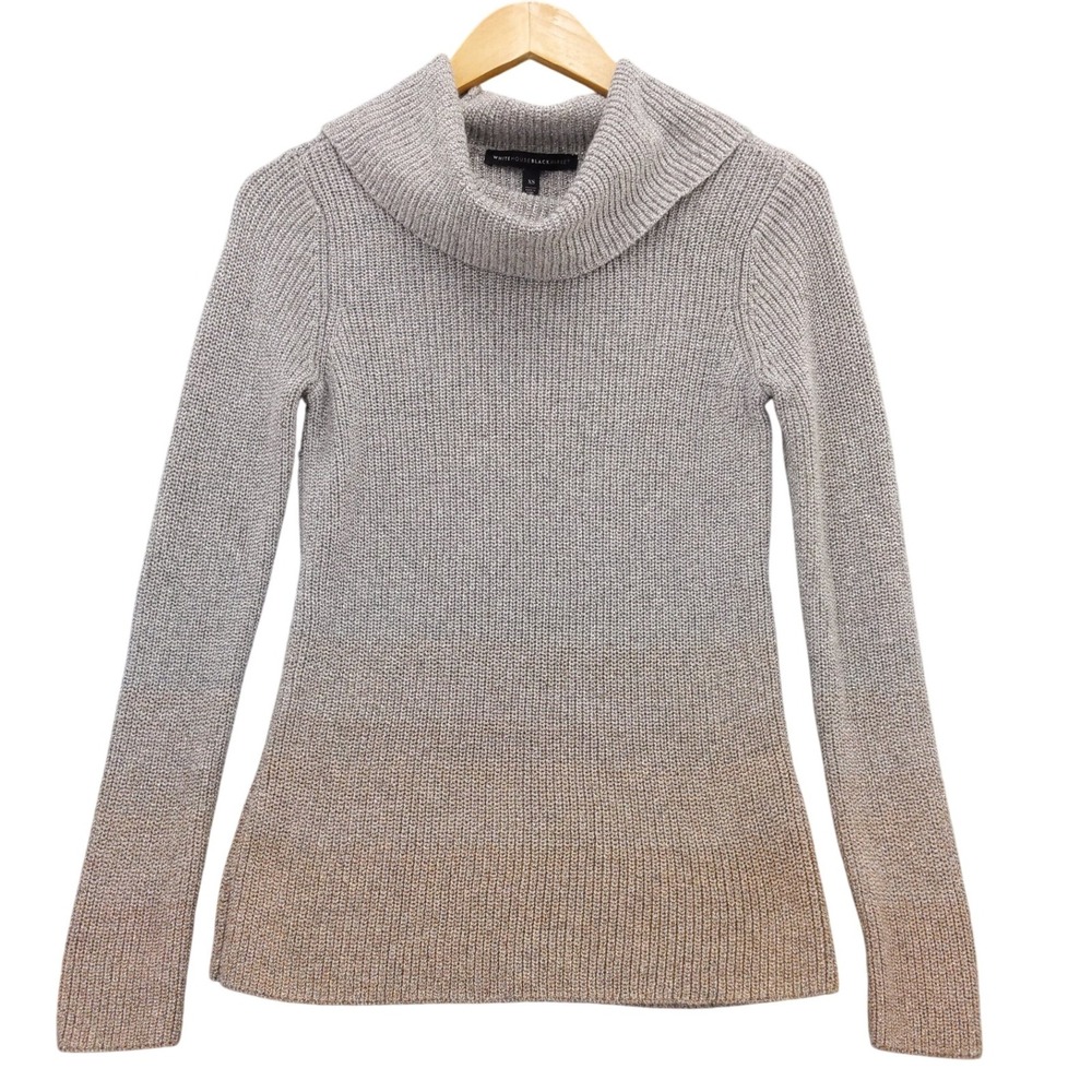 White House Black Market Sweater Knit Metallic Sparkle Ombre Cowl Neck XS
